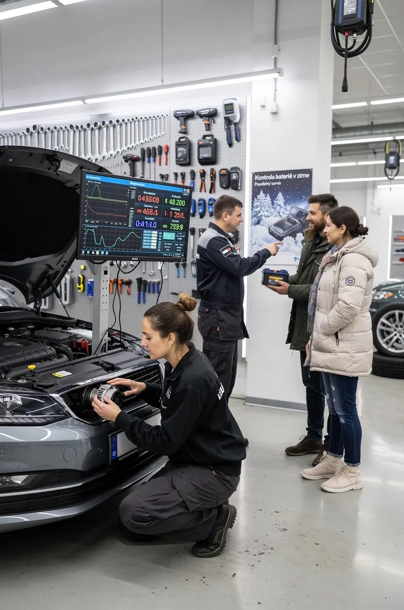 Montáž novej autobatérie po dôkladnej kontrole aktuálneho stavu a funkčnosti alternátora.